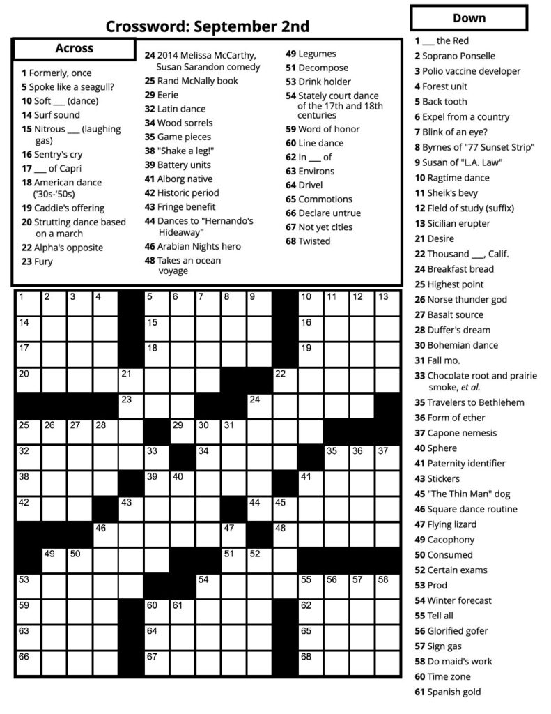 Crosswords – September 2023 – Senior Living Media