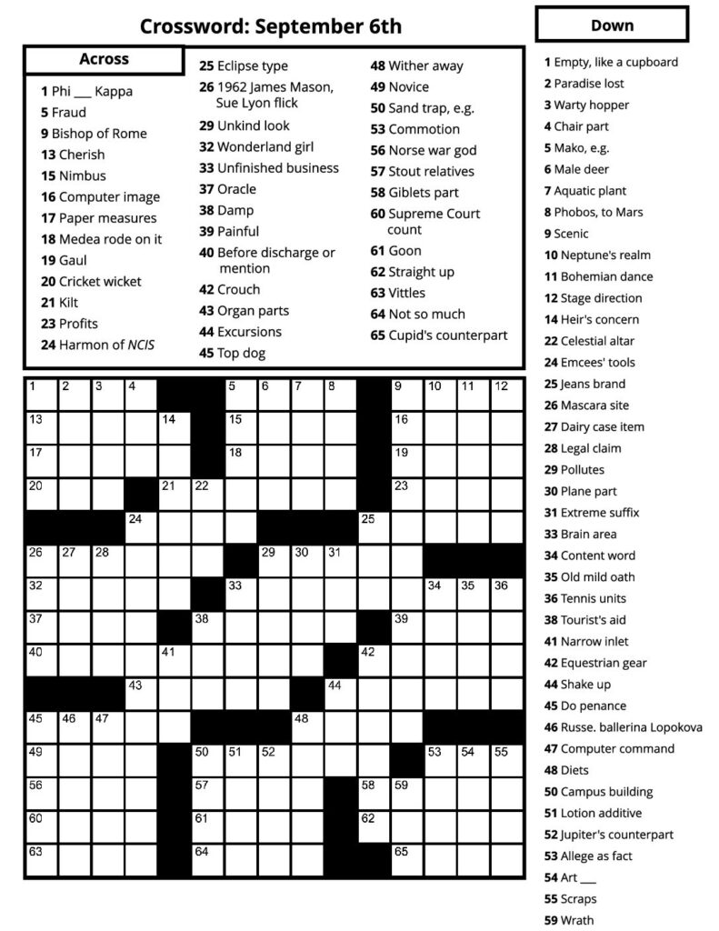 Crosswords – September 2023 – Senior Living Media