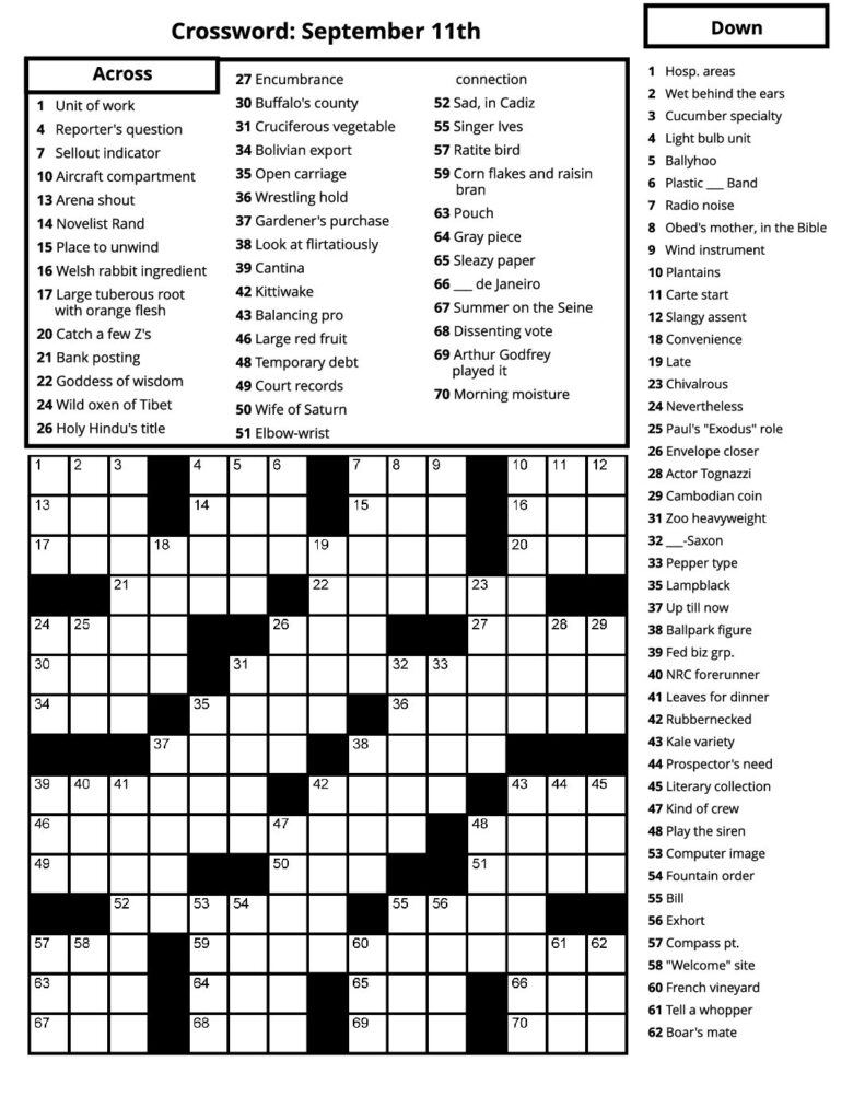 Crosswords – September 2023 – Senior Living Media