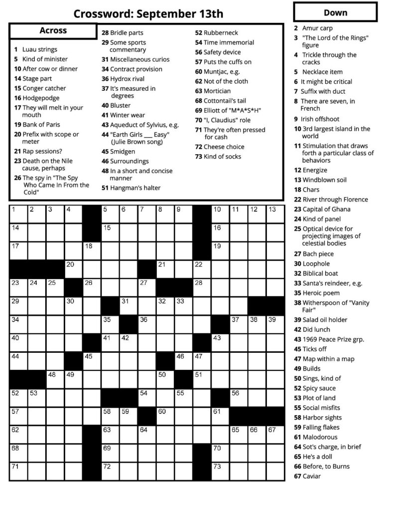 Crosswords – September 2023 – Senior Living Media