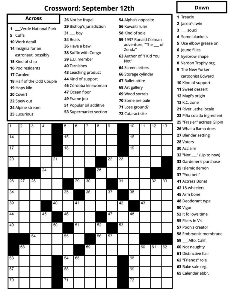 Crosswords – September 2023 – Senior Living Media