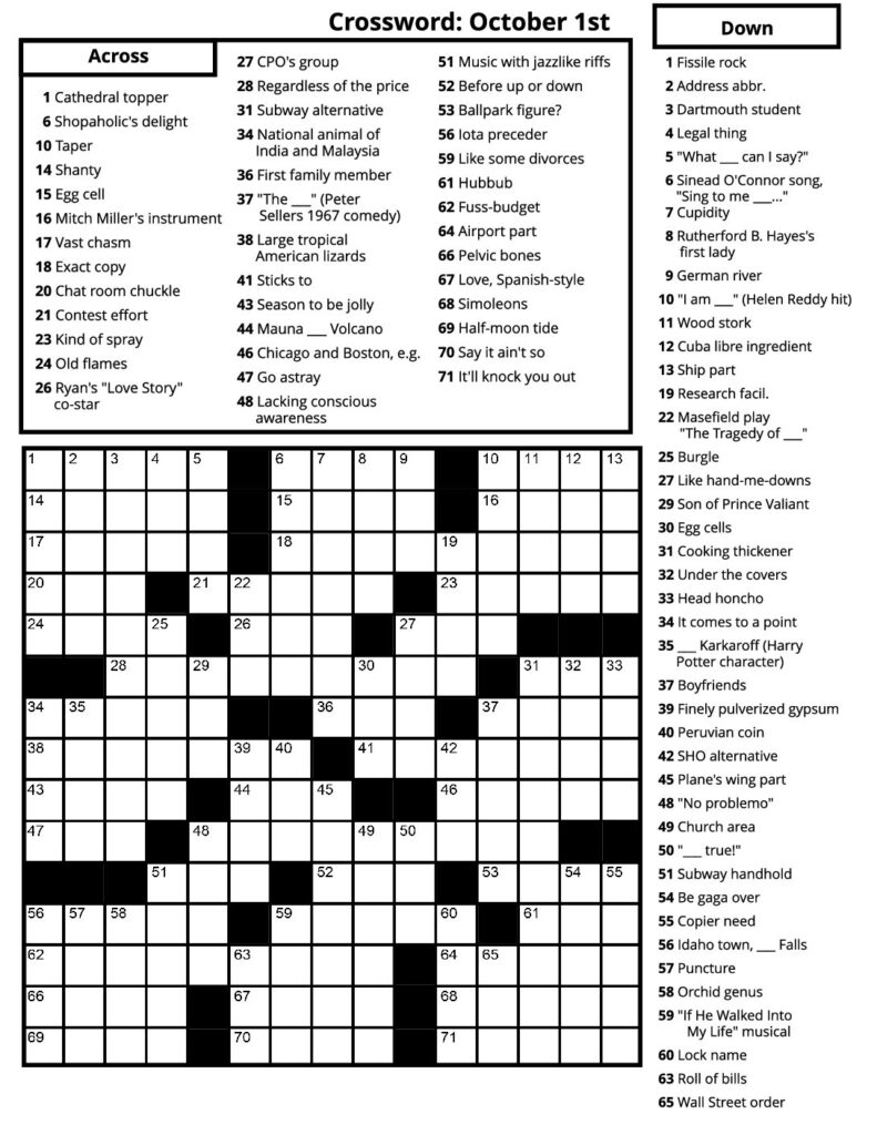 Crosswords – October 2023 – Senior Living Media