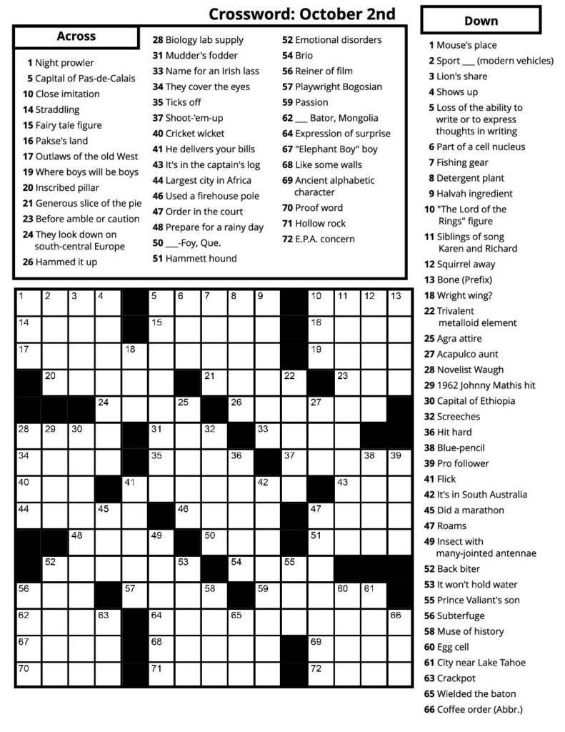 Crosswords – October 2023 – Senior Living Media