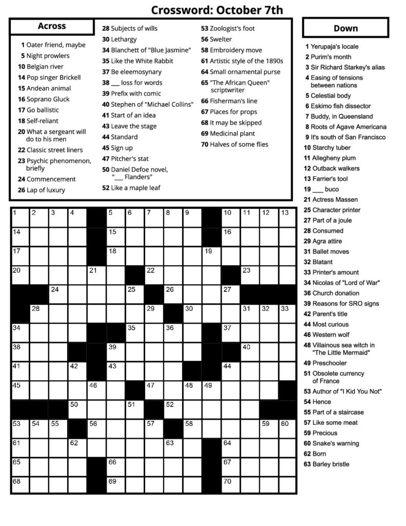 Crosswords – October 2023 – Senior Living Media