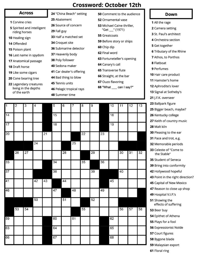 Crosswords – October 2023 – Senior Living Media