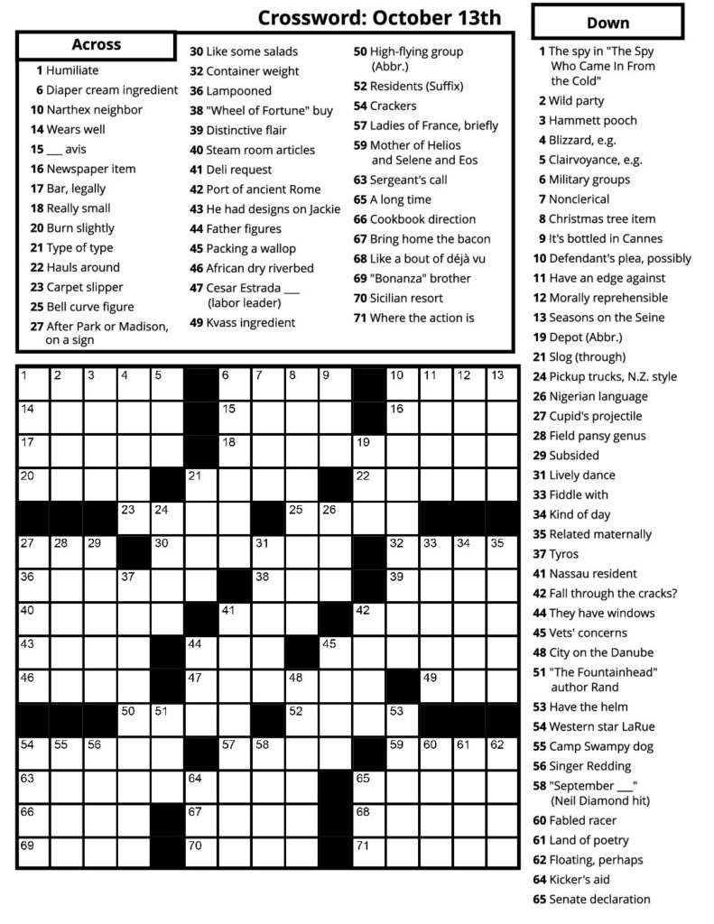 Crosswords – October 2023 – Senior Living Media