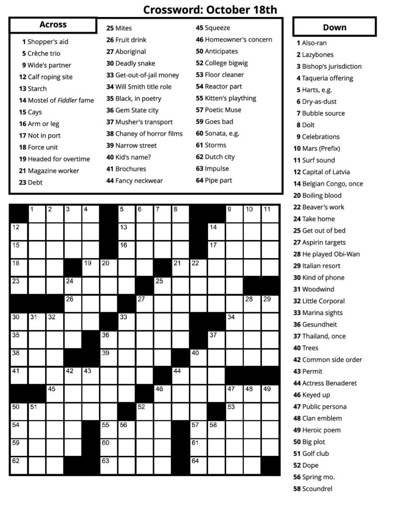 Crosswords – October 2023 – Senior Living Media