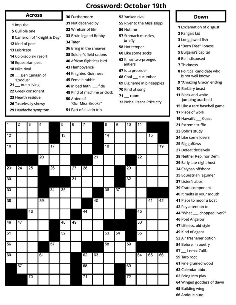 Crosswords – October 2023 – Senior Living Media